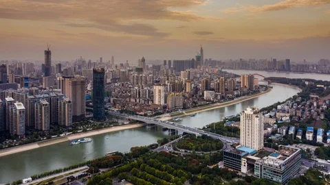 Yangtze River Sunset Stock Footage 95992772