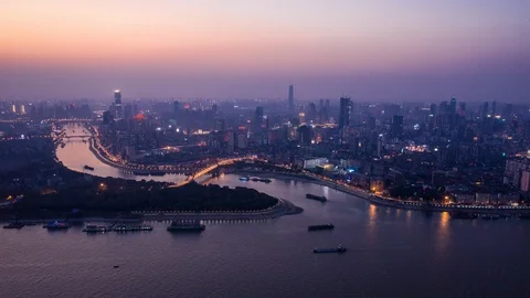 Yangtze River Sunset hyperlapse 2 Stock Footage 96102129
