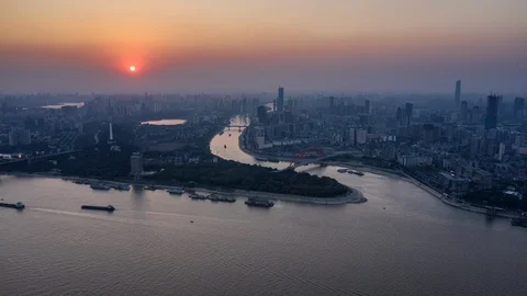 Yangtze River Sunset hyperlapse Stock Footage 96102011