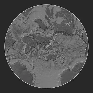 Yangtze tectonic plate. Bilevel. Lagrange Oblique. Earthquakes and boundaries Stock Illustration