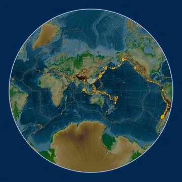 Yangtze tectonic plate. Physical. Lagrange. Earthquakes and boundaries Stock Illustration