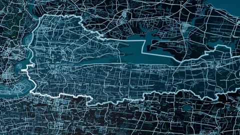 Yangzhou City China Digital Map Highlight 4K Stock Footage 337810142