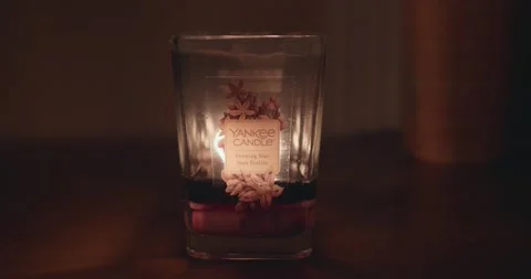 Yankee candle burning in the dark Stock Footage 153169909