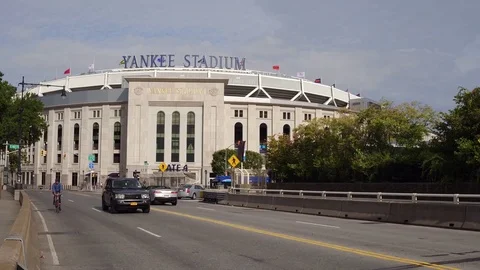 Yankee Stadium with flags on exterior on sunny day in summer - the Bro – NY  Clips