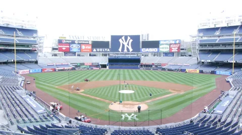 Yankee Stadium Field Pre-game Tilt Up Video stock 33896987