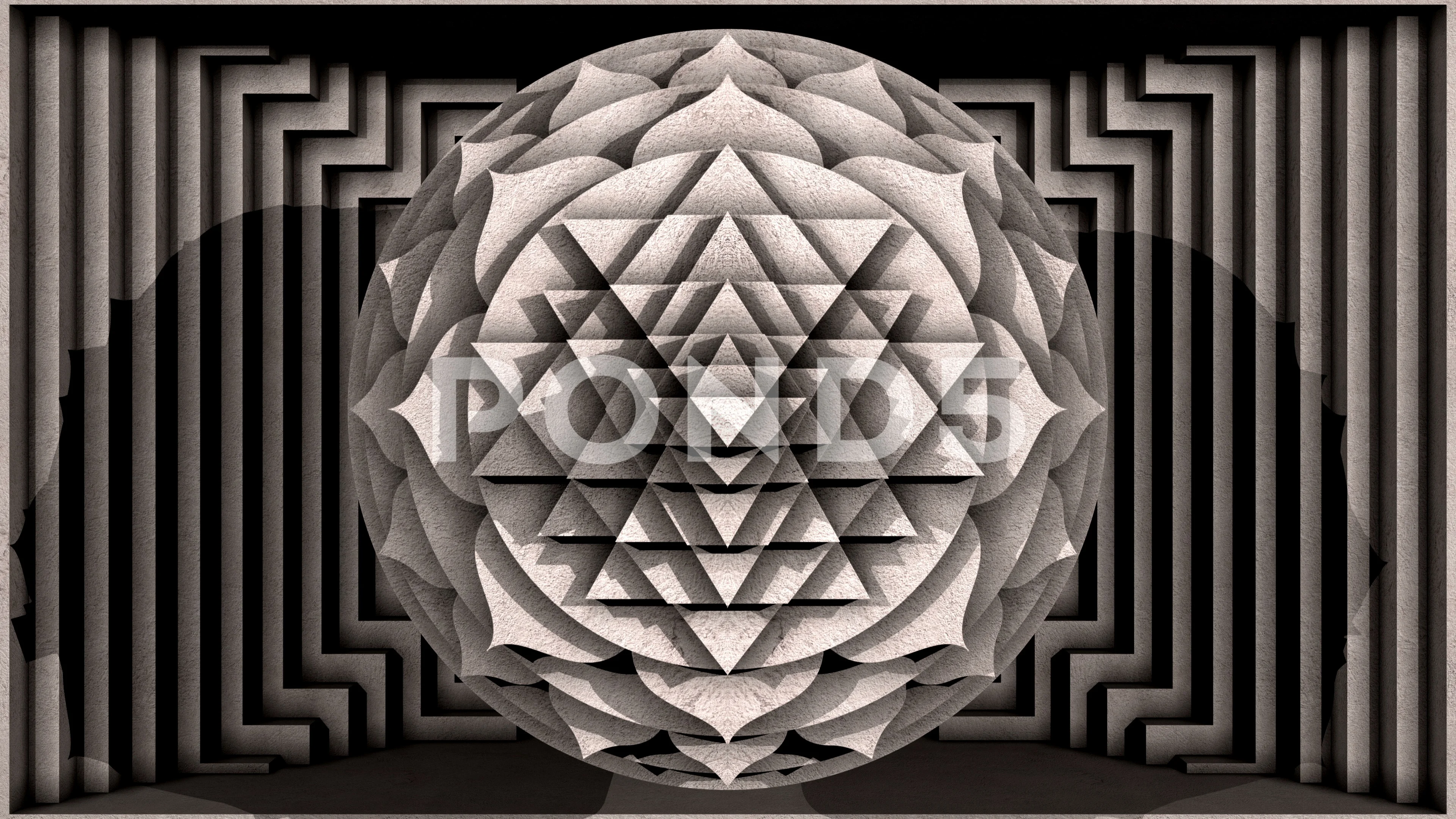 Shri Yantra wall 3D animation., Stock Video