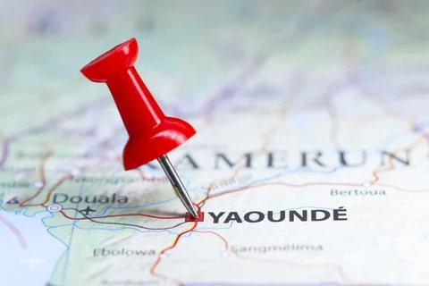 Yaounde, Cameroon pin on map Stock Photos