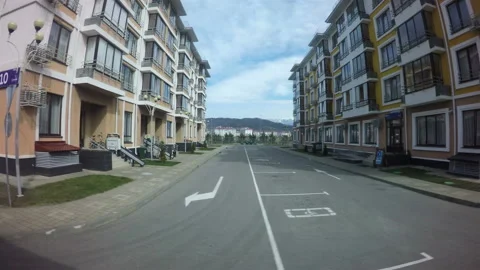 Yard area and adjacent territory with closed courtyards in a new building Stock Footage 129702788