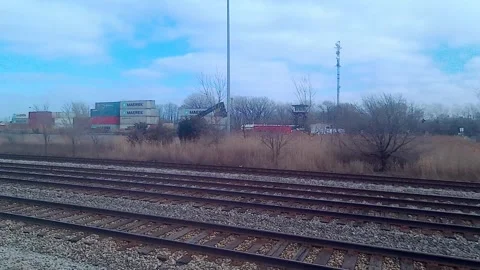 Yard, Container Crain, Train Tracks, Train Station, Hazel Crest IL Video stock 244288639