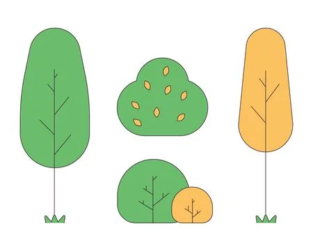 Yard decoration 2D linear cartoon objects set Ilustração Stock