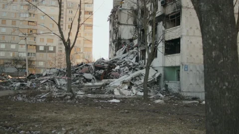 The yard of a destroyed house in Kharkiv Stock Footage 261429607