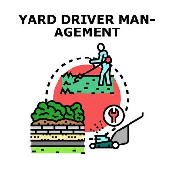 Yard driver management controlling landscaping work process イラスト素材