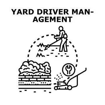 Yard driver management controlling landscaping work process 库存插图