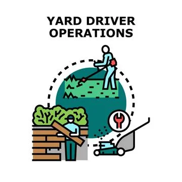 Yard driver operations and garden maintenance concept Stock Illustration