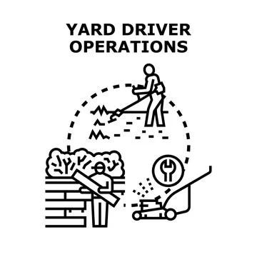 Yard driver operations and garden maintenance concept Stock Illustration