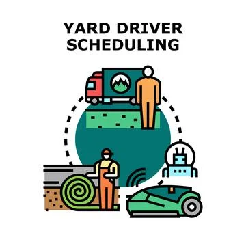 Yard driver scheduling managing automated logistics tasks Stock Illustration