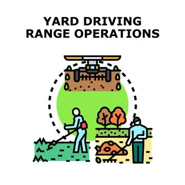 Yard driving range operations managing outdoor area Stock Illustration