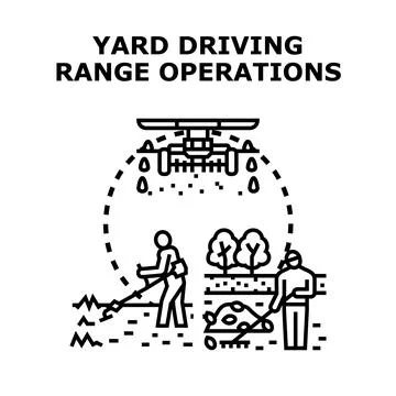 Yard driving range operations managing outdoor area Stock Illustration
