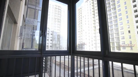 Yard of dwelling complex on summer day view from balcony 動画素材 330932003