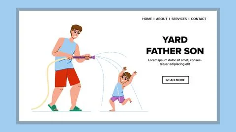 Yard father son vector Stock Illustration