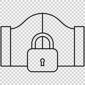 Yard gate fence with padlock security Illustrazione stock