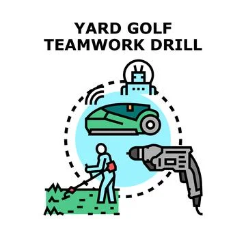 Yard golf teamwork drill concept vector illustration Illustrazione stock