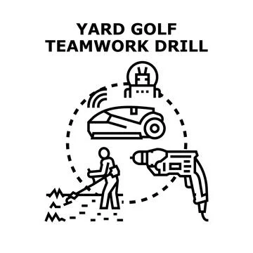 Yard golf teamwork drill concept vector illustration Stock Illustration