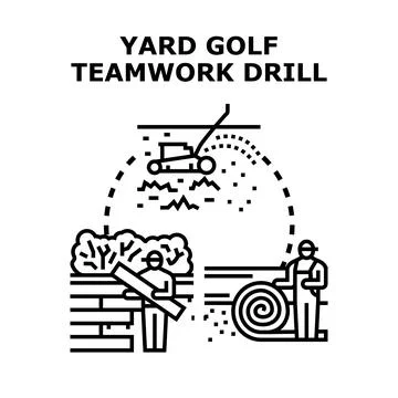 Yard golf teamwork drill developing landscape ideas and maintenance Stock Illustration