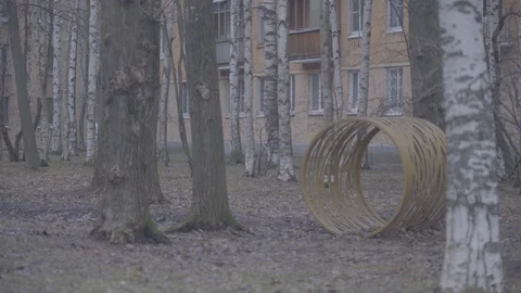 YARD HOUSE TREES RUSSIA DOVE FOLDS Stock Footage 124731253