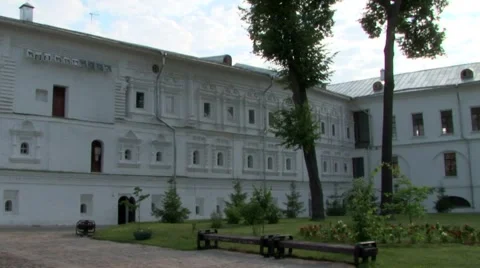 The yard inside old Russian Kremlin Stock Footage 880430