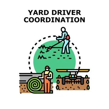 Yard landscaping services installing and caring lawn Stock Illustration