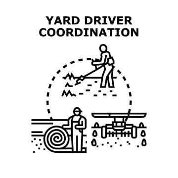 Yard landscaping services installing and caring lawn Stock Illustration