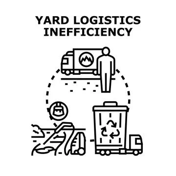 Yard logistics inefficiency process with various elements Stockillustratie