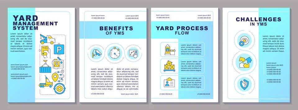 Yard management system blue brochure layout Stock Illustration