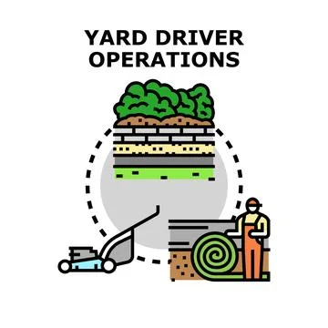 Yard operations managing lawn and garden care Stock Illustration