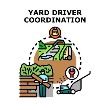 Yard or property maintenance and landscaping coordination concept Stock Illustration