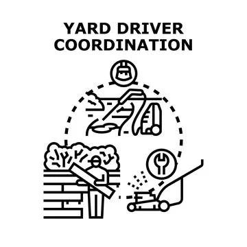 Yard or property maintenance and landscaping coordination concept Stock Illustration