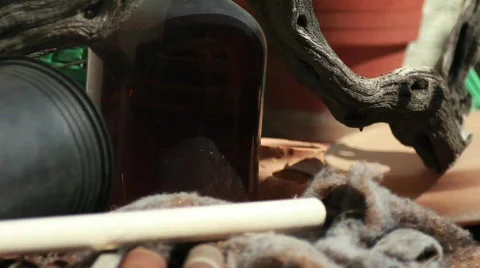 Yard Pottery Close Stock Footage 738176