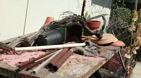 Yard Pottery Wide Stock Footage 738154