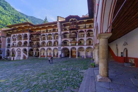 Yard of the Rila Monastery Stock Photos