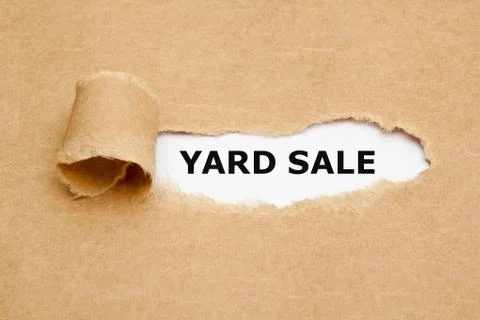 Yard Sale Torn Paper 스톡 사진