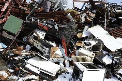 Yard with scrap metal for reprocessing Stock Photos