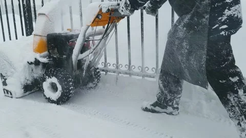Yard snow removal equipment with an internal combustion engine Stock Footage 261050075