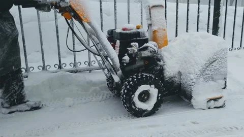 Yard snow removal equipment with an internal combustion engine Stock Footage 261050077