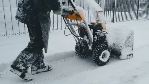 Yard snow removal equipment with an internal combustion engine Stock Footage 261050093