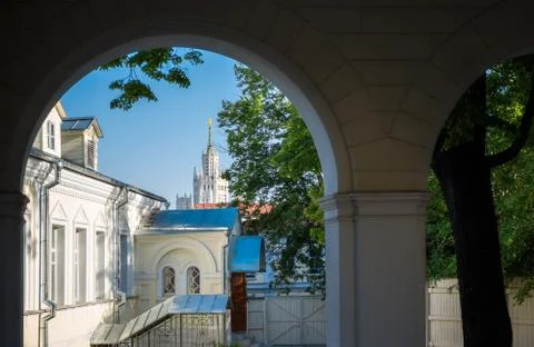 Yard of the St. John the Baptist convent in Moscow Stock Photos
