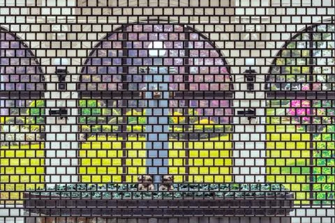Yard through the lattice. Stock Photos