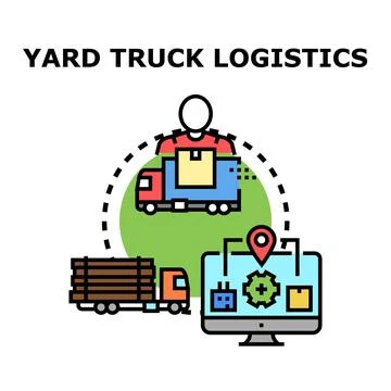 Yard truck logistics managing cargo delivery and transport Stock Illustration