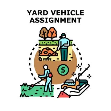 Yard vehicle assignment for outdoor work services Stock Illustration
