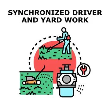 Yard work and synchronized driver concept vector Stock Illustration